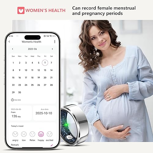 Miniatura 4 de Anillo inteligente para mujeres y hombres, presión arterial, (talla 8, plateado)