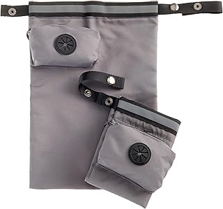 High Road Dog Waste Bag Holder for Used Bags with Poo Bag Dispenser, Odor Blocking Leakproof Liner and Reflective Band for Dog Walking and Hiking