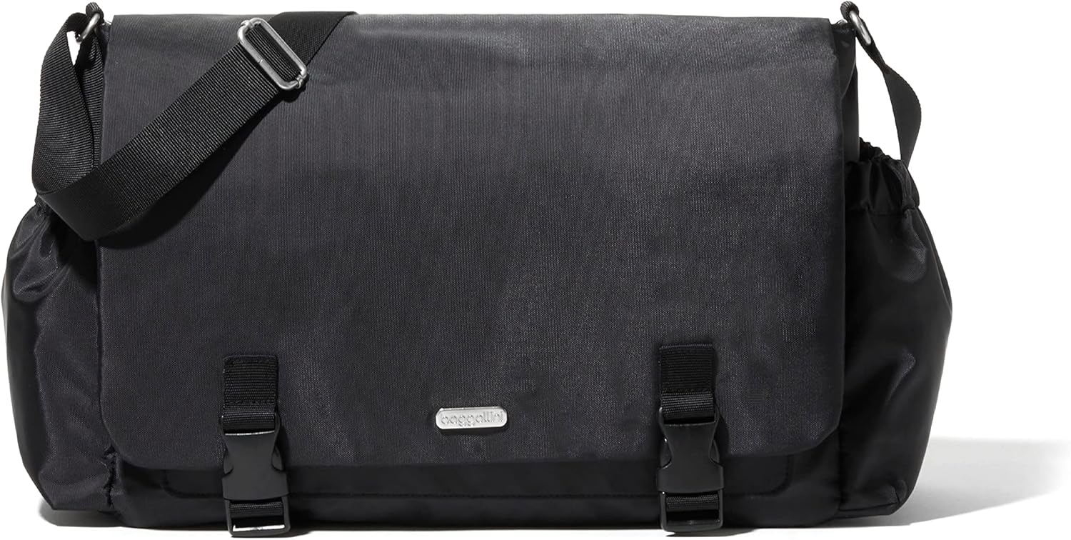 Baggallini Womens Essential Laptop Messenger, Black