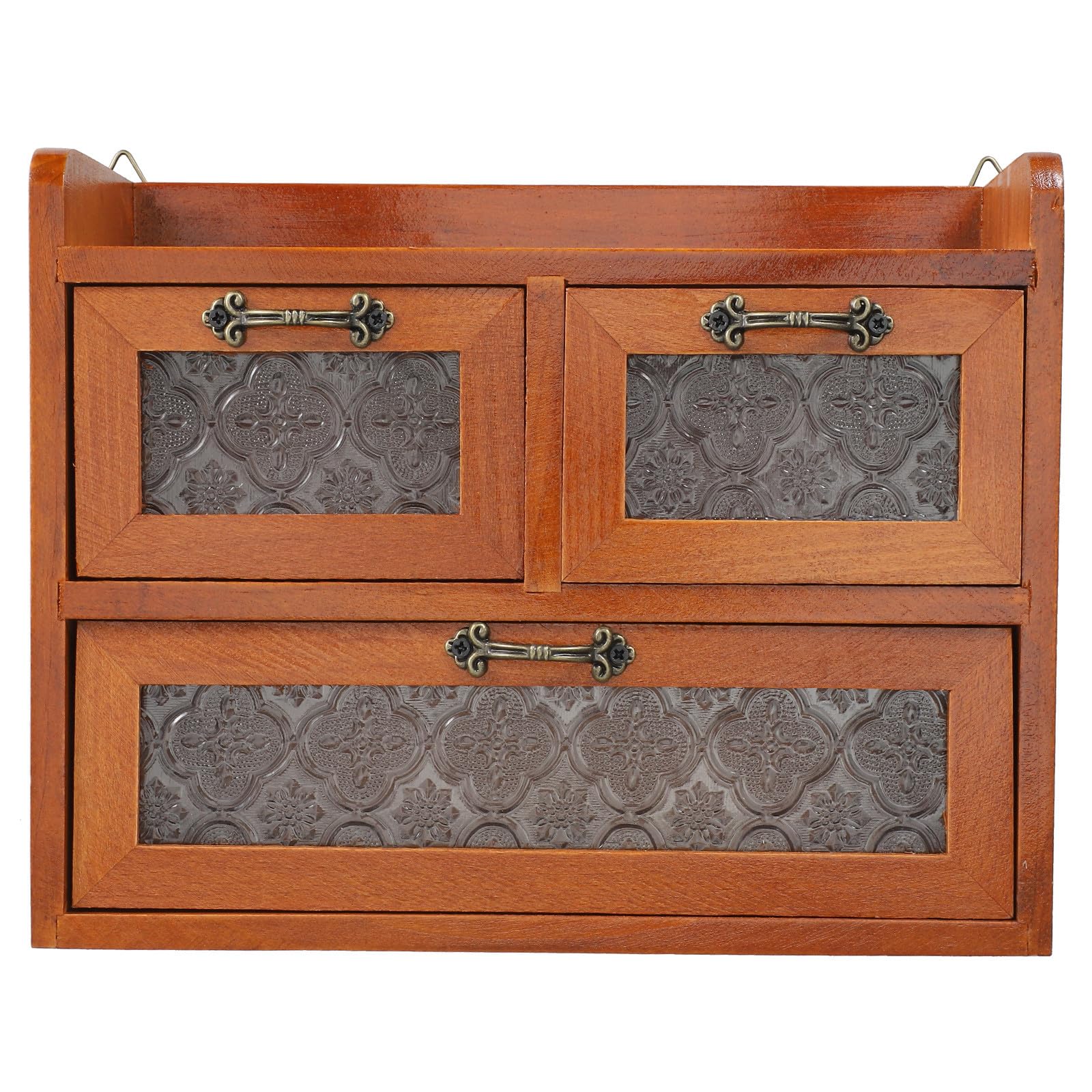 Armoire de Rangement Vintage en Bois et Verre Plateau Lisse, Pratique et Facile à Utiliser pour Bureau ou Chambre, Style Chic et Fonctionnel