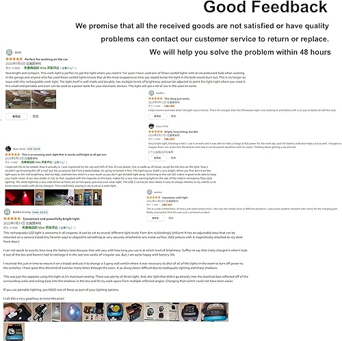 Vista 8 de SUNREI Luces de trabajo magnéticas recargables LED COB, 1100 lúmenes, base magnética y colgante, 7 modos, linterna magnética para lugar de trabajo