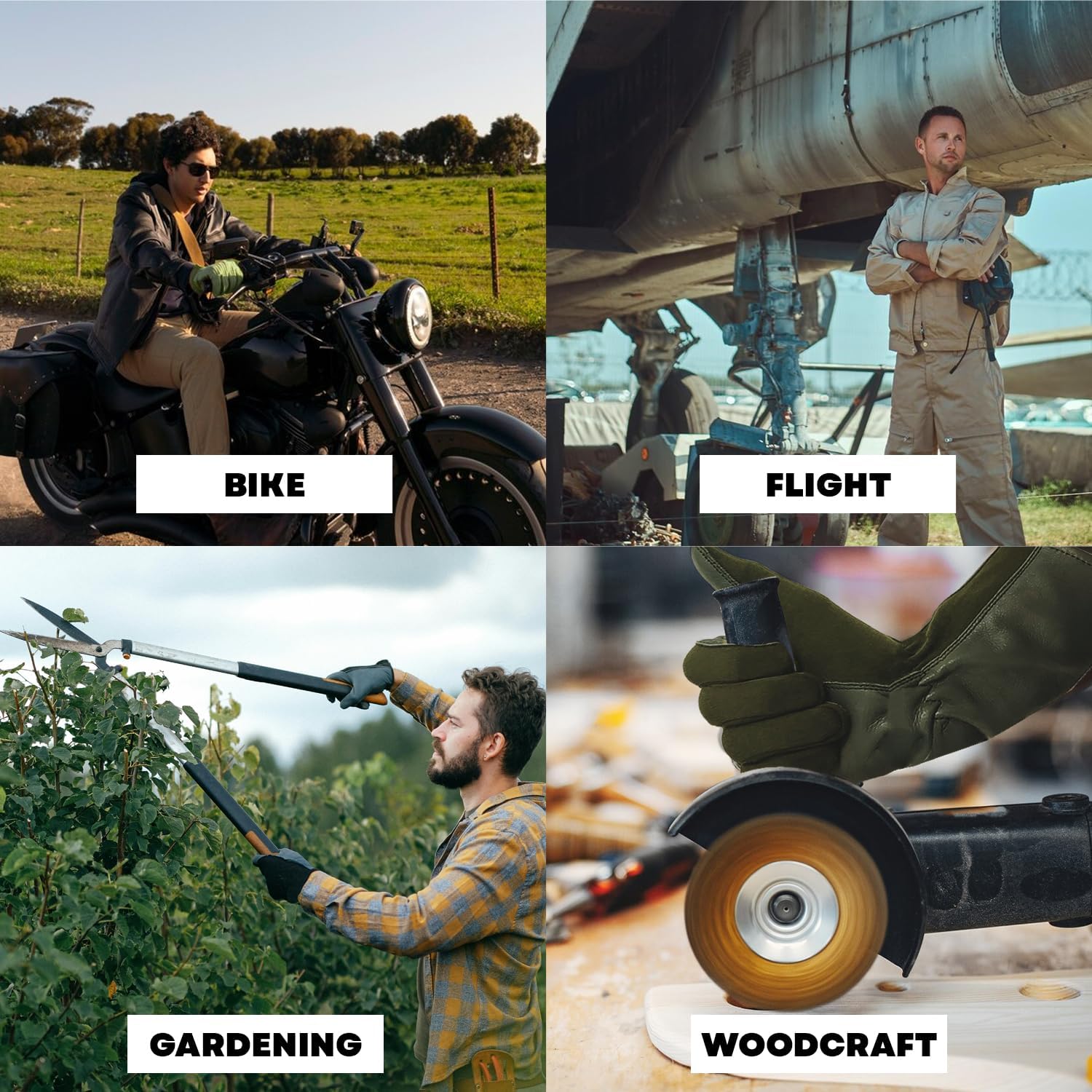 Nomex Flight Gloves, Leather Work Gloves for Men, Soft Durable Sheep Skin Leather Driving, Flying, Gardening Hunting Gloves