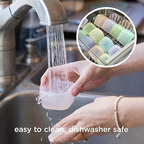 Miniatura 6 de Olababy Clear Sense - Contenedores de almacenamiento de silicona para alimentos de bebé, aperitivos, fórmula, puré, salsa y más, microplástico y sin