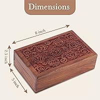 Vista 15 de Ajuny Handcrafted Decorative Wooden Jewelry Box Elephant Embossed Design Hand carved Solid Multipurpose Keepsake Storage Travel Organizer Treasure