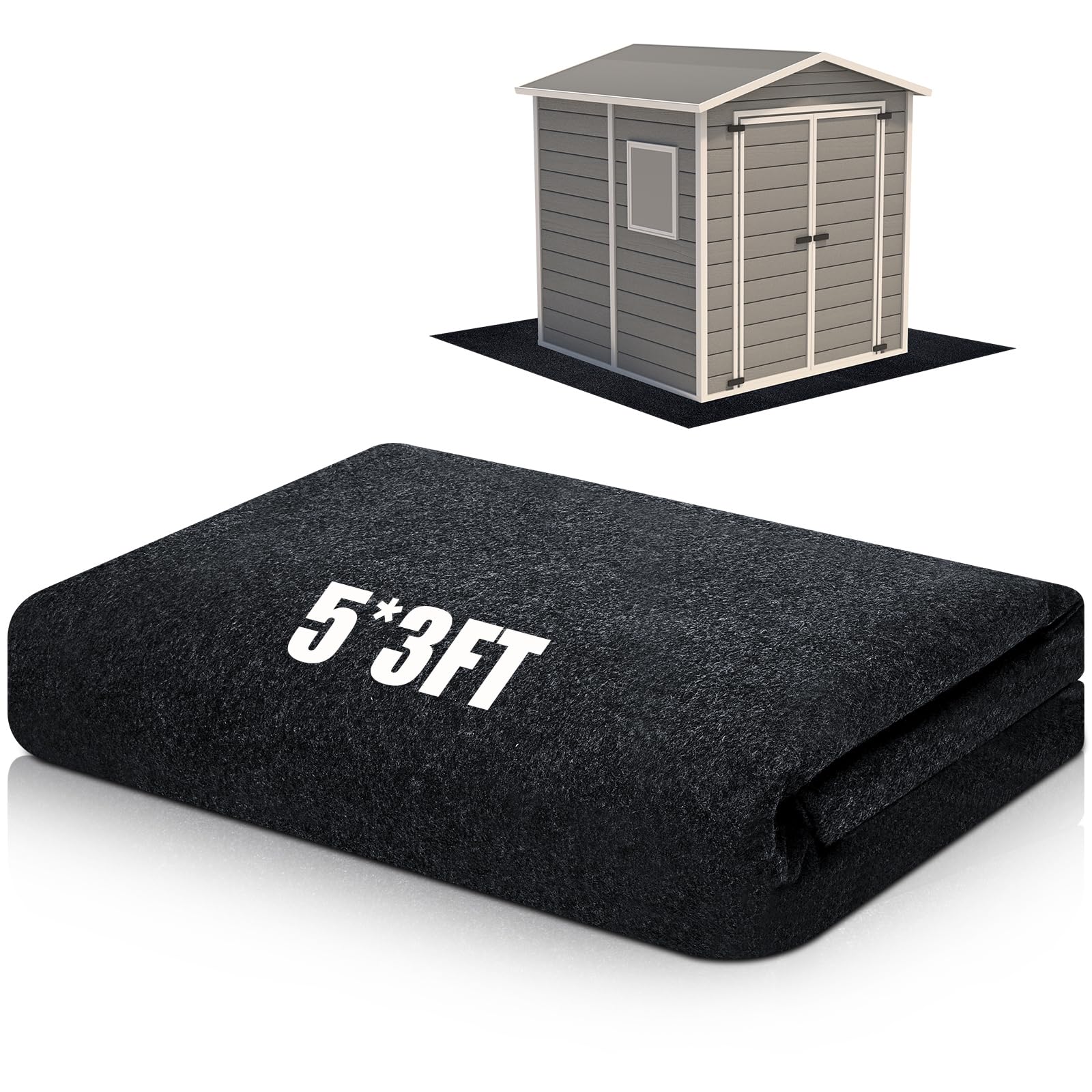 Haull Shed Floor Mat 5 x 3 ft, Outdoor Storage Sheds Flooring Mat with Waterproof PE Backing, Absorbent Felt Top, Non Slip Washable Protector Rug for Garden, Garage, Carport, Shed Not Included