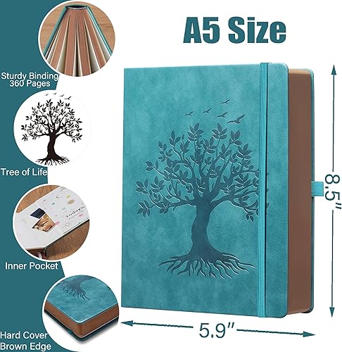 Miniatura 2 de Cuadernos de diario de 360 páginas con juego de bolígrafos, diario para mujeres y hombres, cuaderno a rayas de escritura, papel rayado grueso de