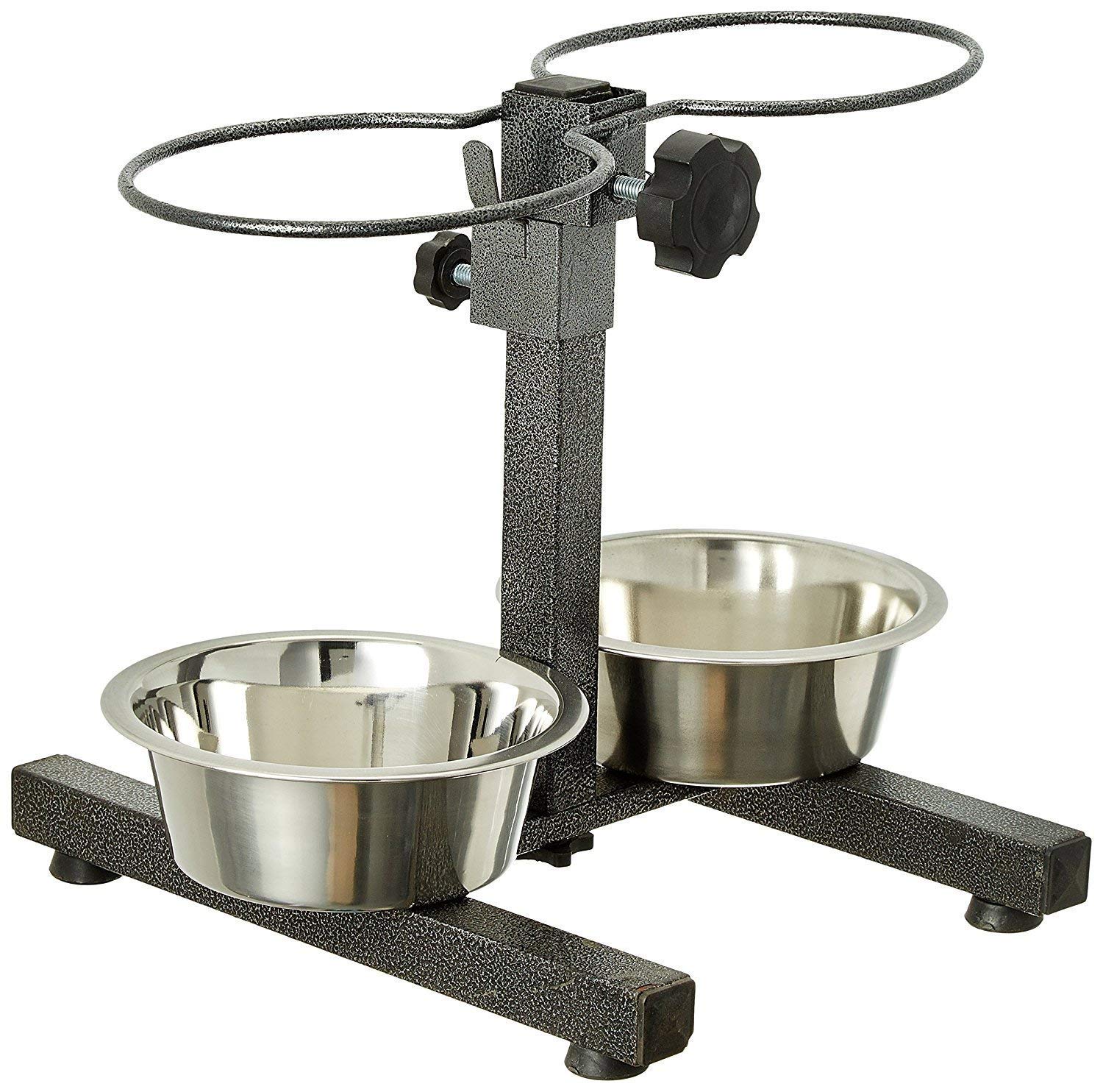 Woofy Stainless Steel Double Diner Food Bowl Stand for Dog Adjustable with 2 Bowls (H Type, Small 1600 ML) 4