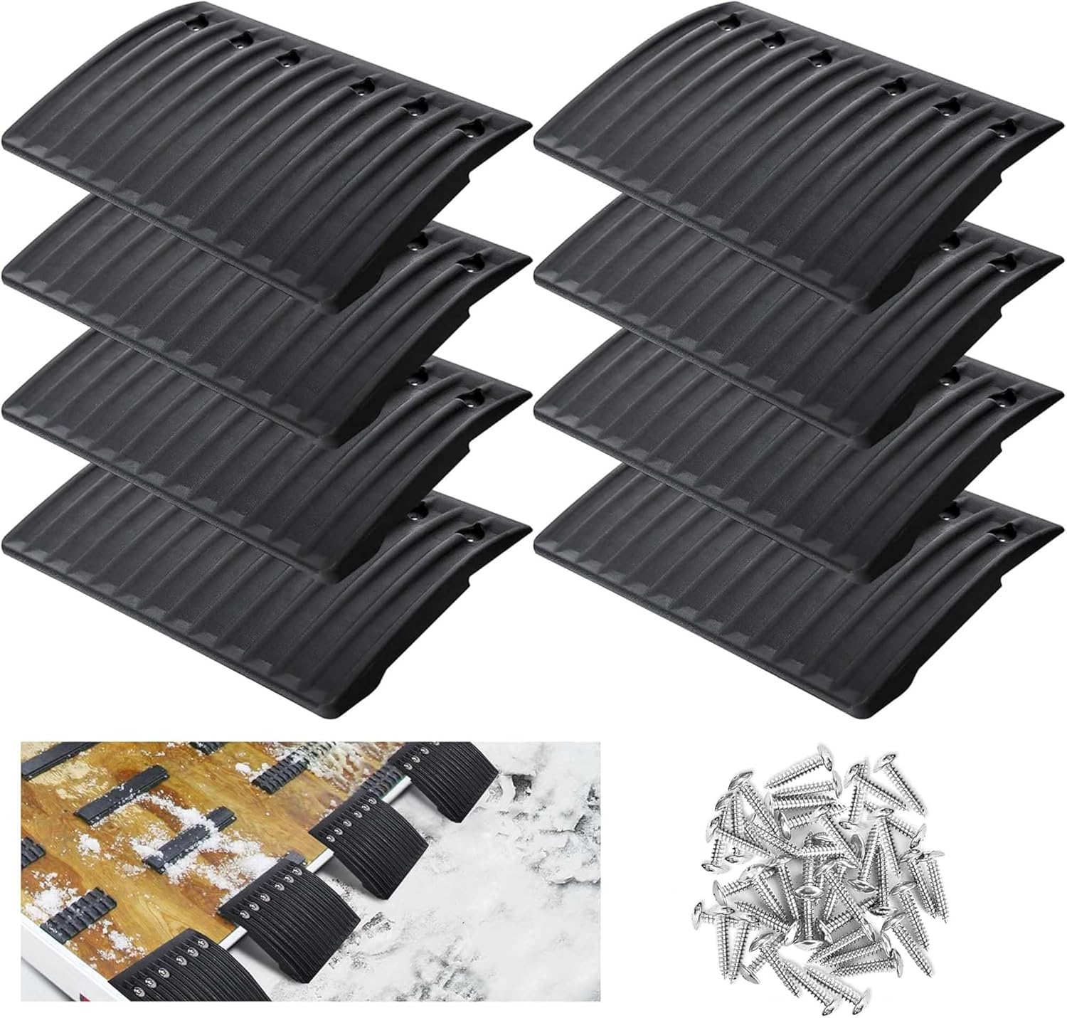 RunNico Snowmobile Trailer Edge Glides, 9'' x 6'' Edge Glide Tilt with 24/48 Screws, Trailer Gap Transition Flap for Friction Reduction and Easy Installation