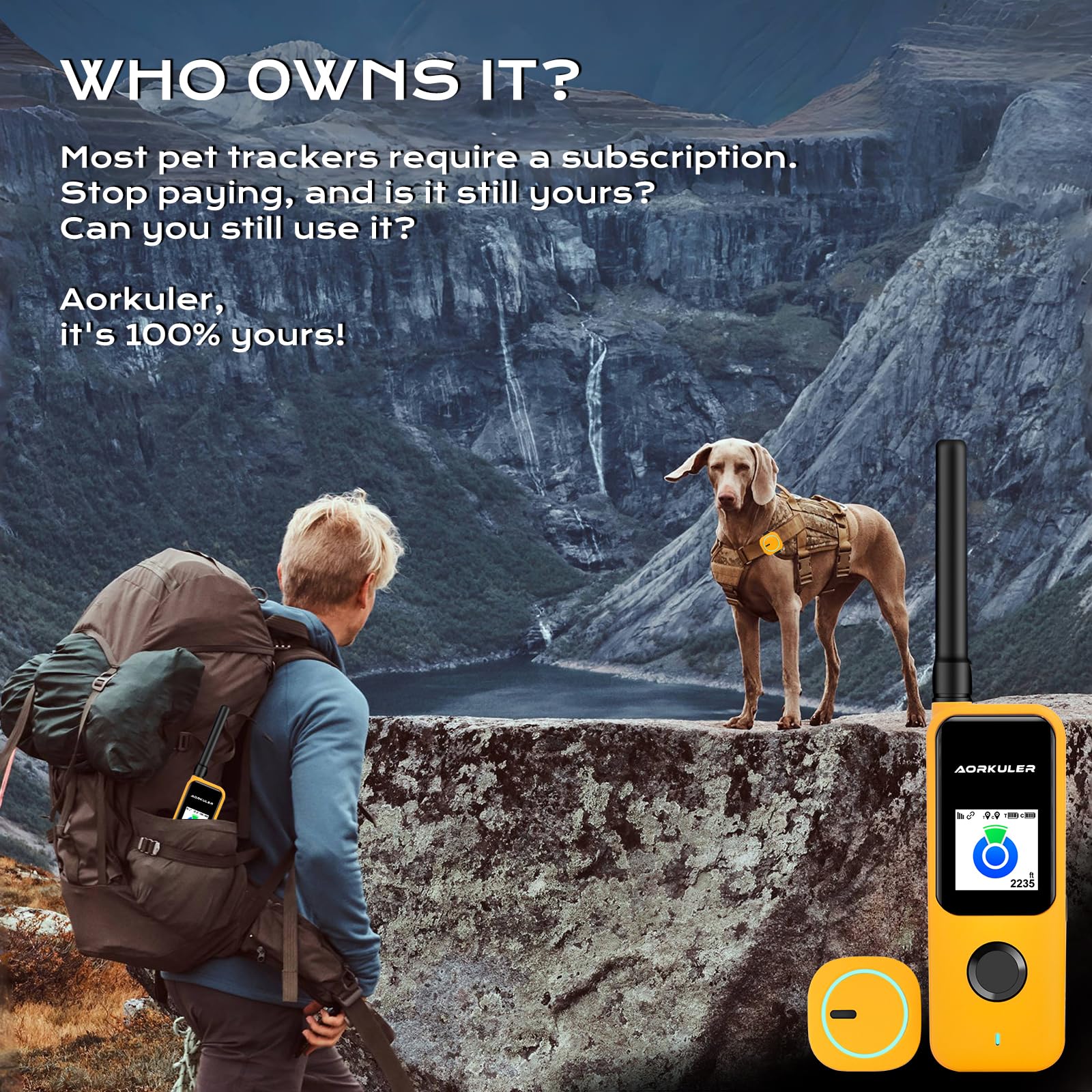 Outdoor Dog GPS Tracker: Brak miesięcznych opłat, nie wymaga telefonu ani sygnału komórkowego, śledzenie w czasie rzeczywistym dla odległych i wiejskich obszarów, turystyka, kemping, farmy i duże