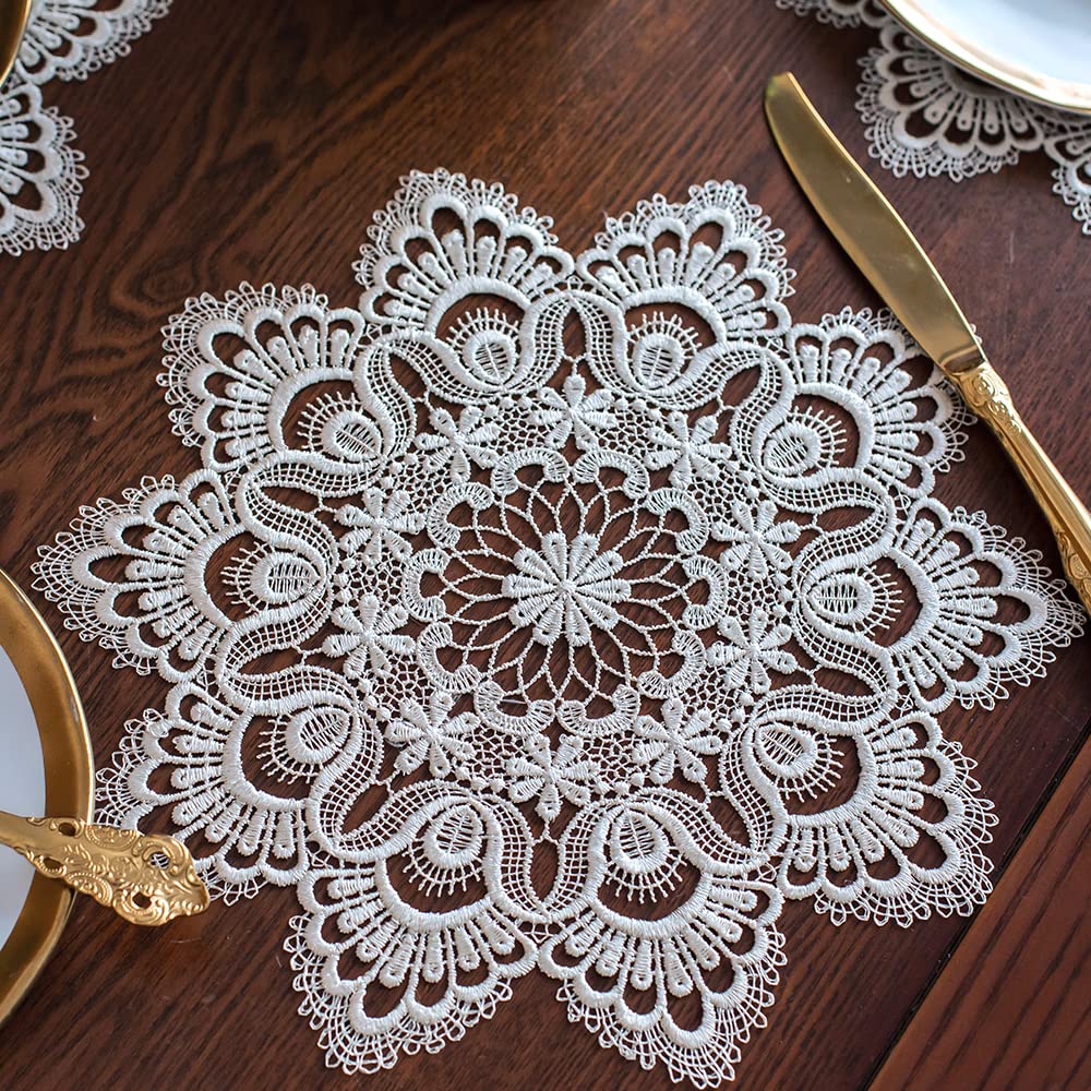 Amazon.com: ARTABLE Lace Doily Placemats Round Lace Place Doilies  Embroidered Flower Cup Mat Vase Mat for Table Topper Home Decoration Dinner  Table (12'' Round 2pcs Set, Stone Grey) : Home & Kitchen