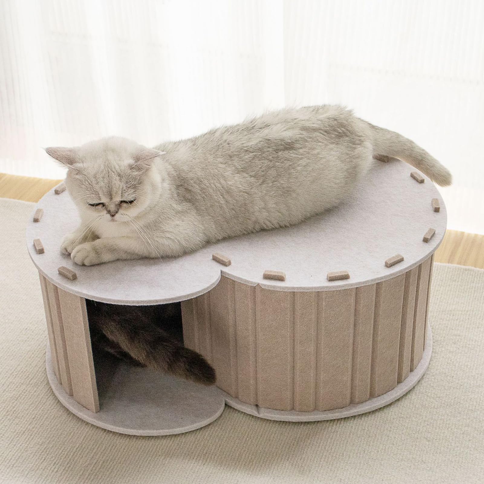 Lit Tunnel pour Chat Griffoir | Jouet Tunnel Chat Lit Donut Intérieur En Feutre Pour Chaton Chiot Lapin Petites Races Intérieur Maison Appartement Extérieur