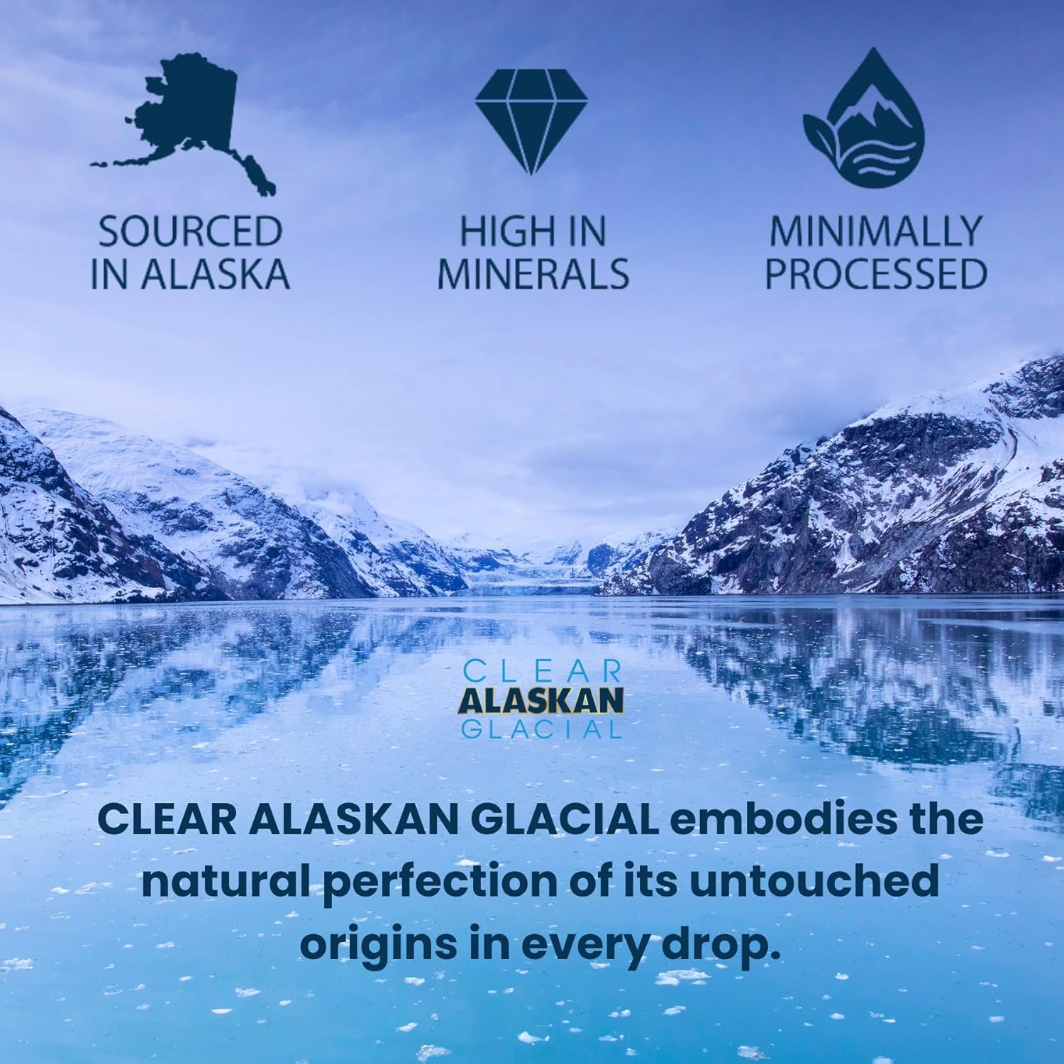 Clear Alaskan Fresh Glacier Water - Naturally Alkaline Glacial Water, rich in Minerals and Electrolytes | 50.72 Fl Oz (1500 ml) - Pack of 12 | Pristine and bottled at the source in BPA-free plastic bottles.