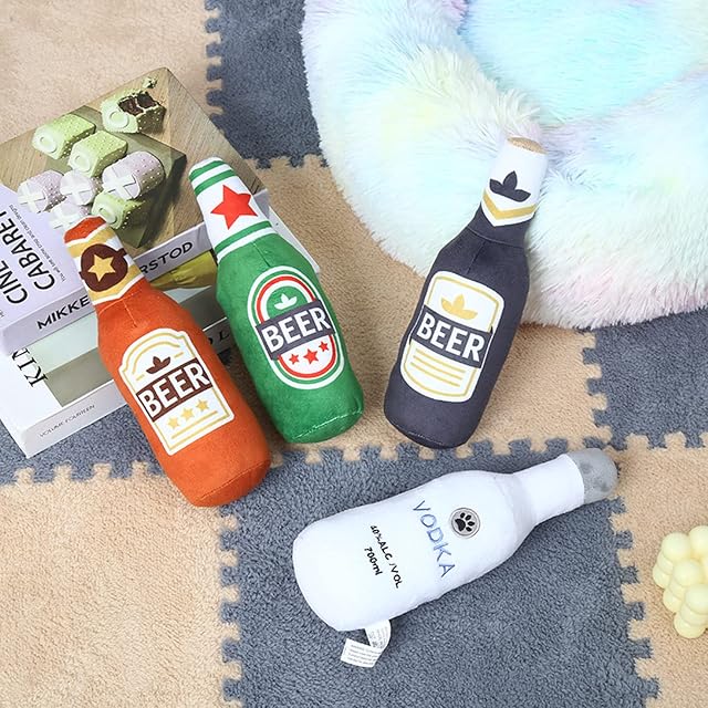 Foto 4 de 8 de CATSELURRY Squeak Toys - Juguete chirriante para perros de peluche suave, forma de botella de cerveza…