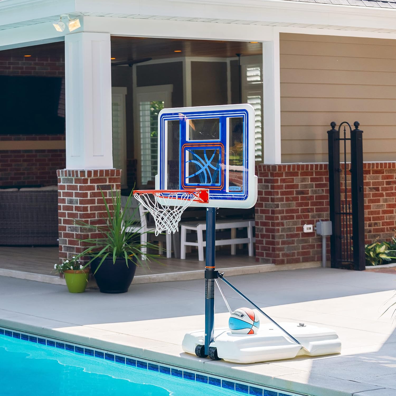Lifetime 1306 Pool Side Height Adjustable Portable Basketball System, 44 Inch Backboard : Everything Else