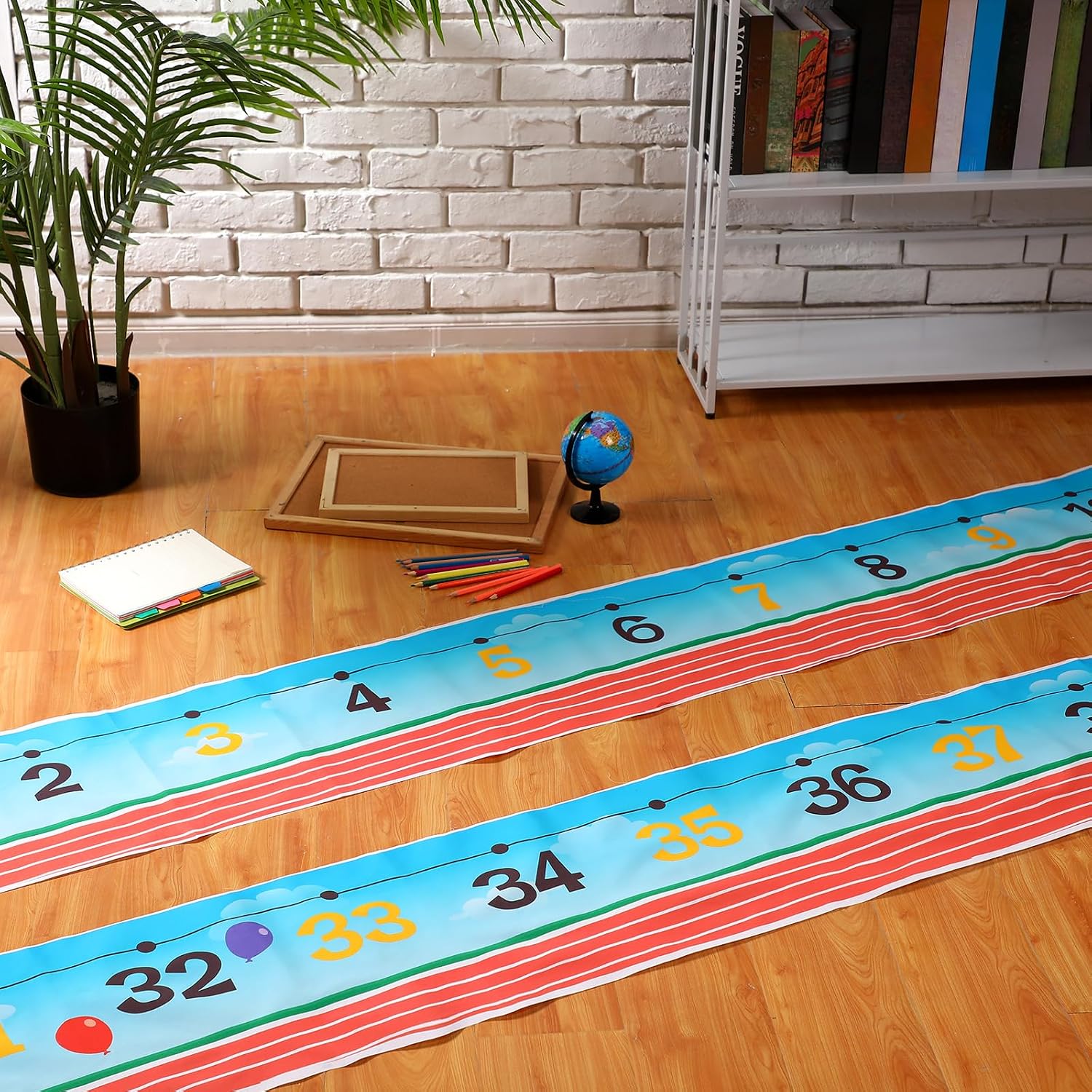 Nuanchu 2 Pcs Kids Number Line Mats 0-30 31-60 Number Mats 22 ft x 12 Inch Educational Tools Back to School for Kids Home School Classroom Math Learning(Path Floor)