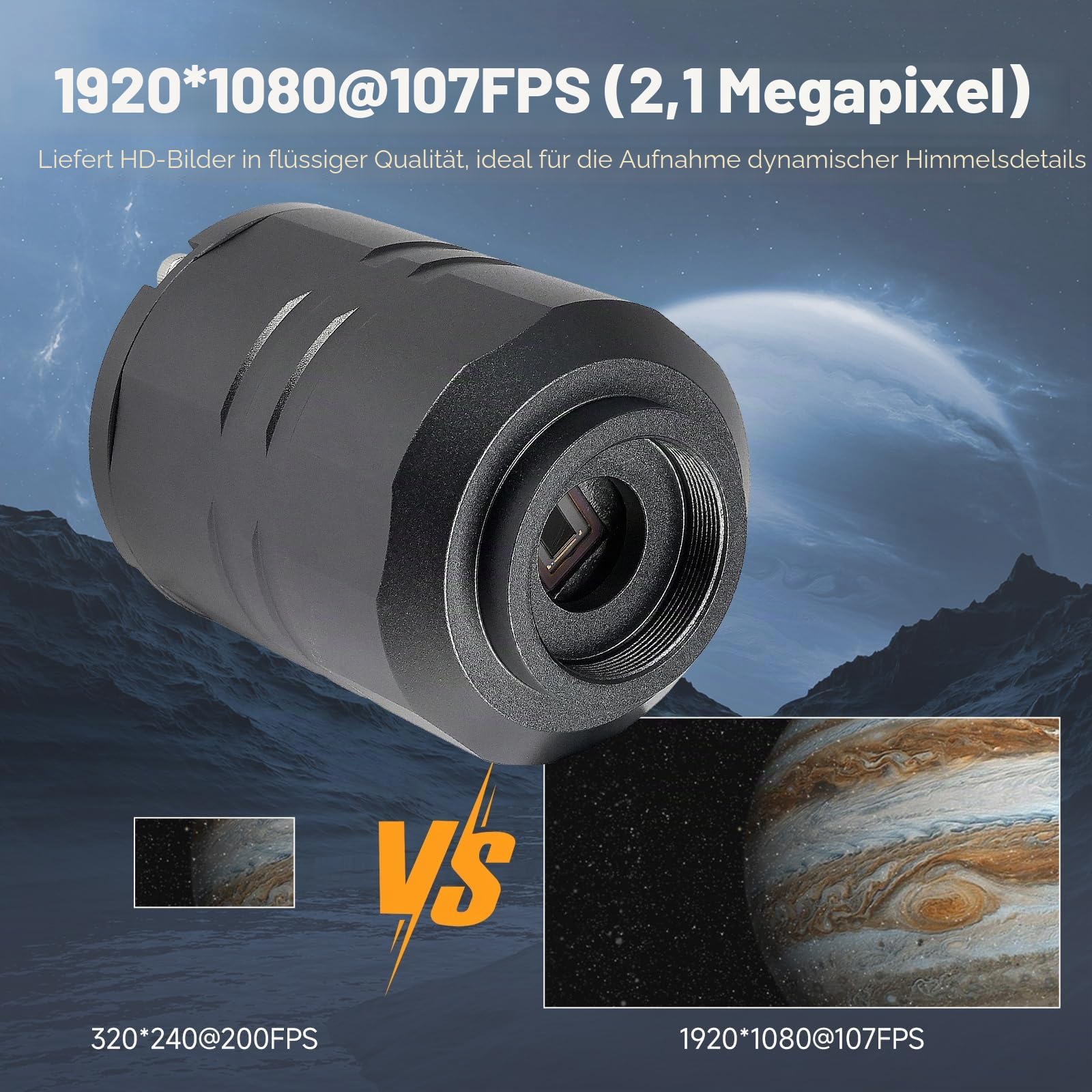 Svbony SV305C Pro Teleskop Kamera, Astro Kamera 1,25'', IMX662 CMOS Sensor, 2MP USB3,0, 128MB DDR, Geringes Ausleserauschen, ST4-Führung, Teleskopzubehör für Astrofotografie