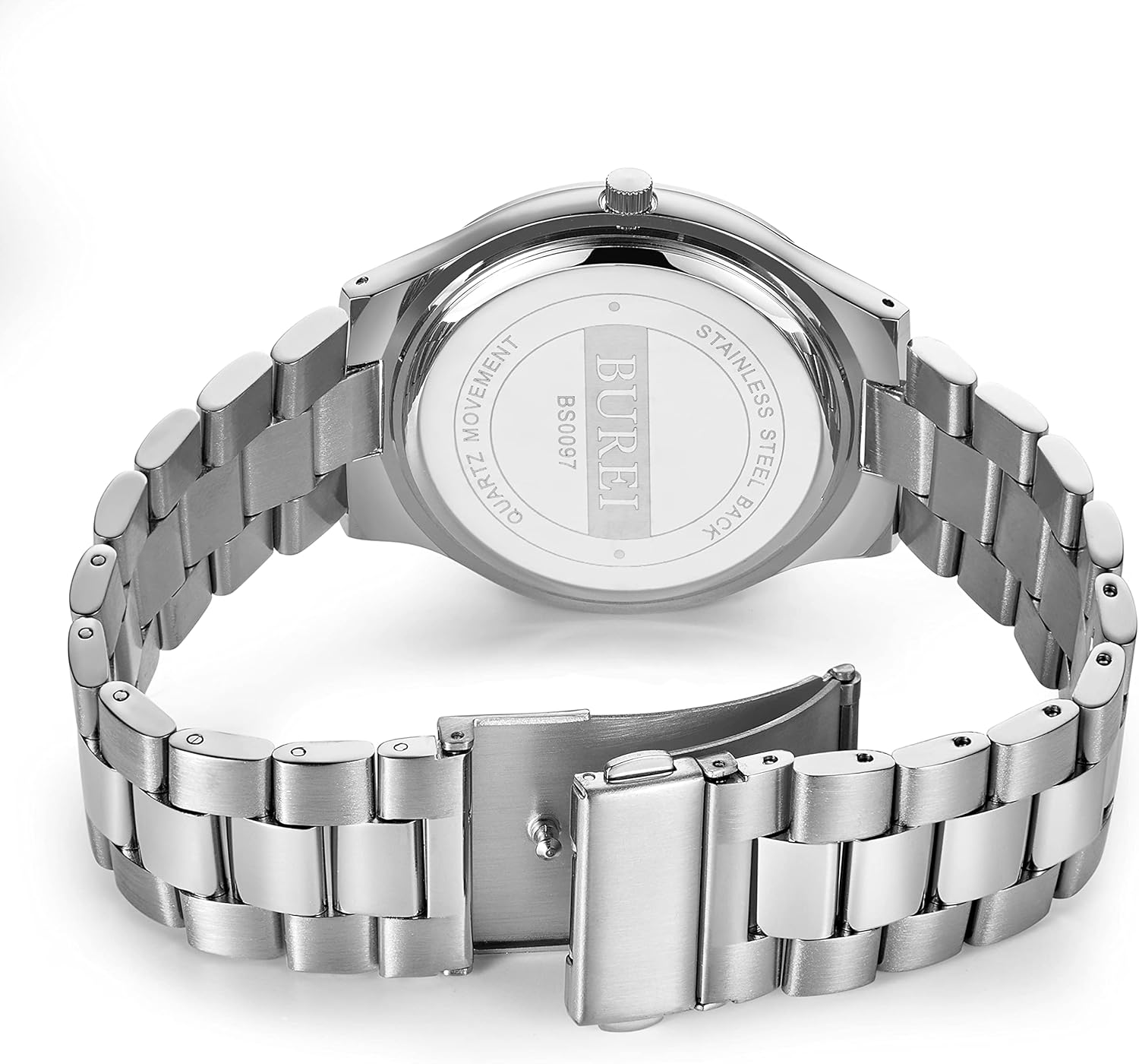 BUREI Men Watches Gifts for Men Fashion Stainless Steel Analog Quartz Waterproof Watches for Mens - Image 4