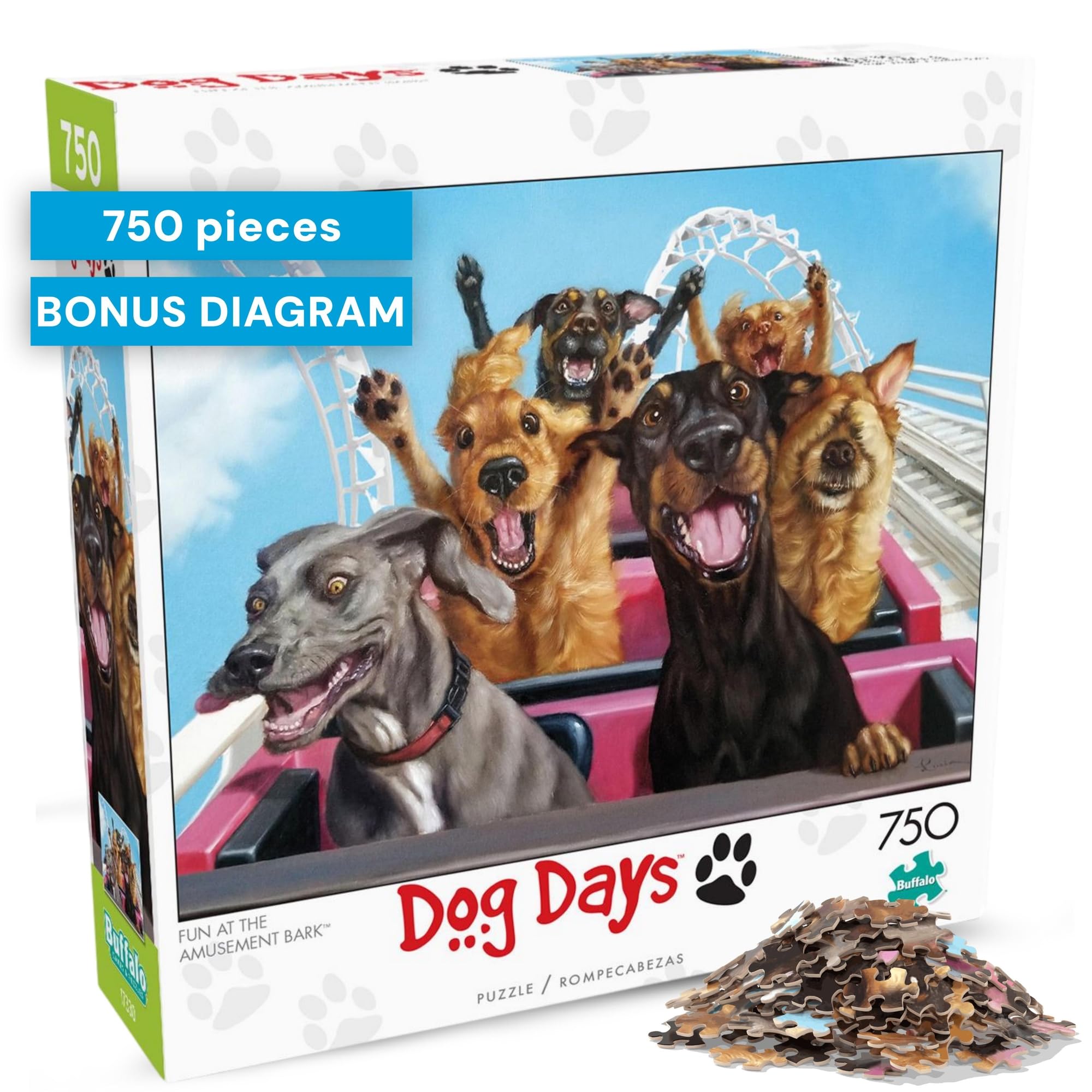 Buffalo Games - Fun at The Amusement Bark - 750 Piece Jigsaw Puzzle, Black