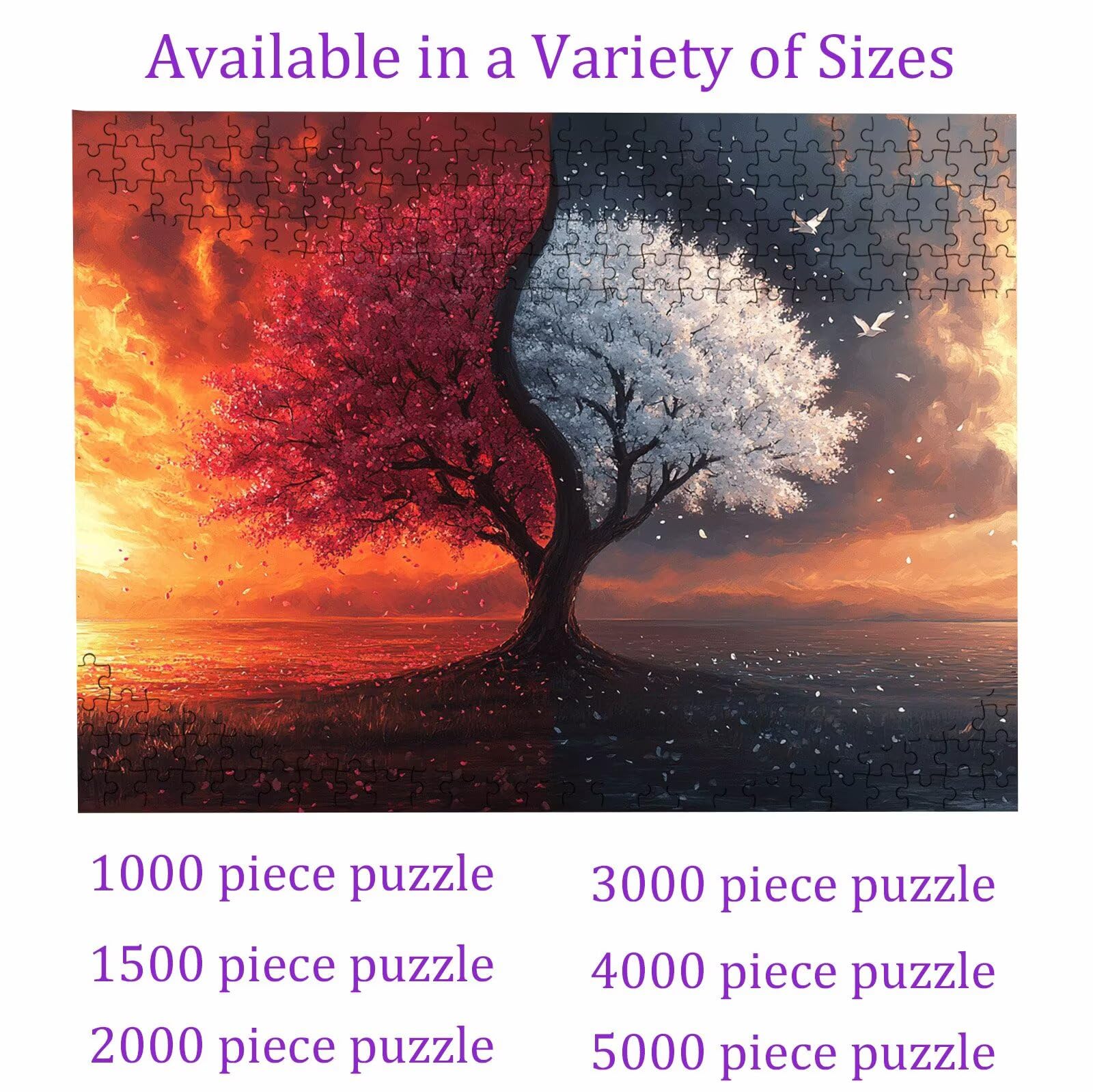Puzzle 1000 elementów, drzewo (2) puzzle 1000 elementów dla dorosłych, klasyczne puzzle, trudne puzzle, drewniane puzzle do dekoracji bożonarodzeniowej, prezenty dla kobiet, dekoracja domu, 75 x 50 cm
