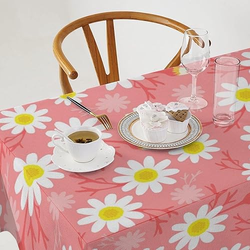 Miniatura 1023 de Mantel floral hippie, diseño retro de los años 70, naranja, rosa, azul, floral, bohemio, estampado estético de margaritas, para fiesta, picnic