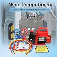 Vista 8 de PB Motor Tech - Juego de bomba de vacío y medidor - Bomba de 4.5 CFM con manómetro de colector de aluminio de 3 vías, con detector de fugas