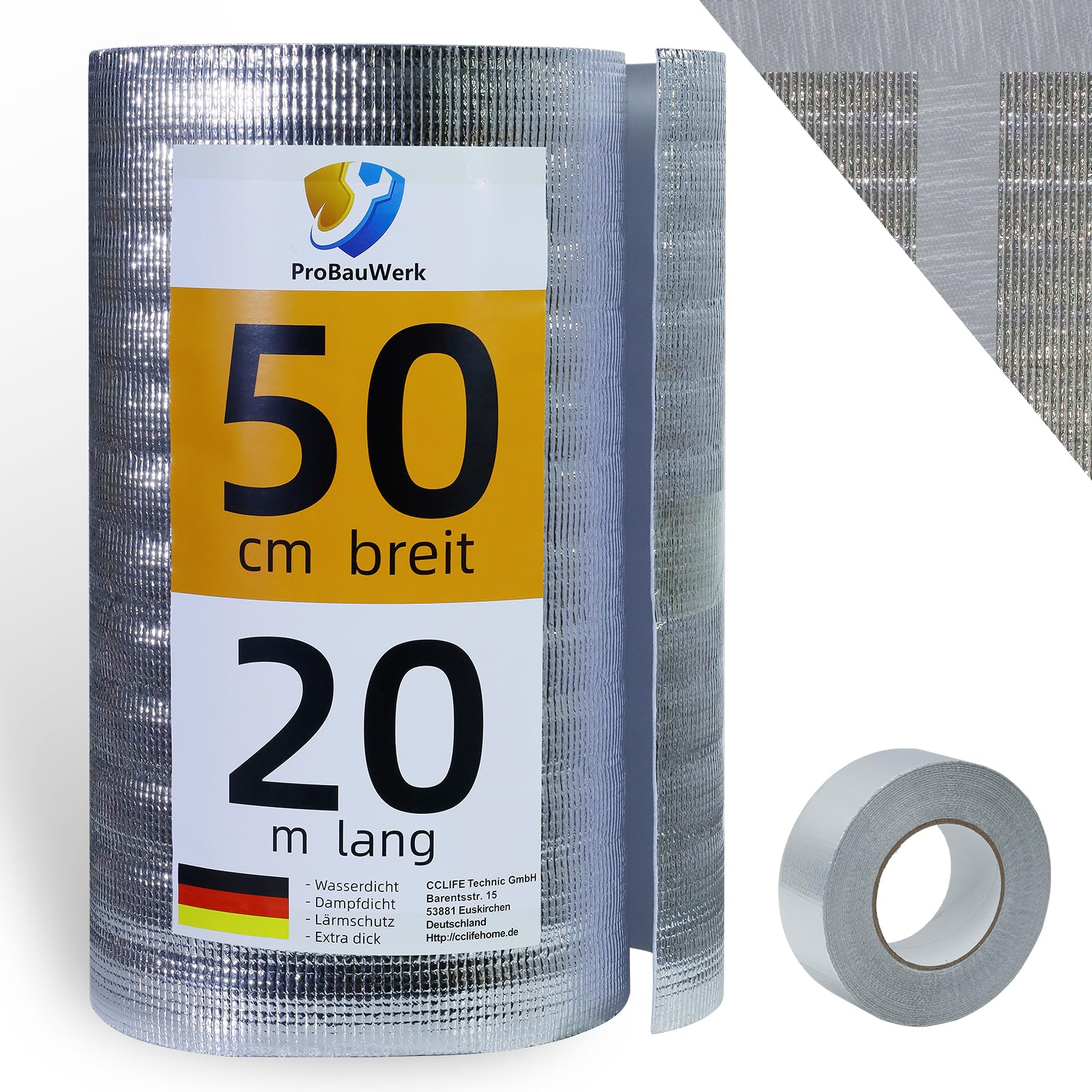 CCLIFE Isolante Termico Alluminato Foglio 3-4mm Riflettente Termosifoni,0.5x20 m - 10㎡