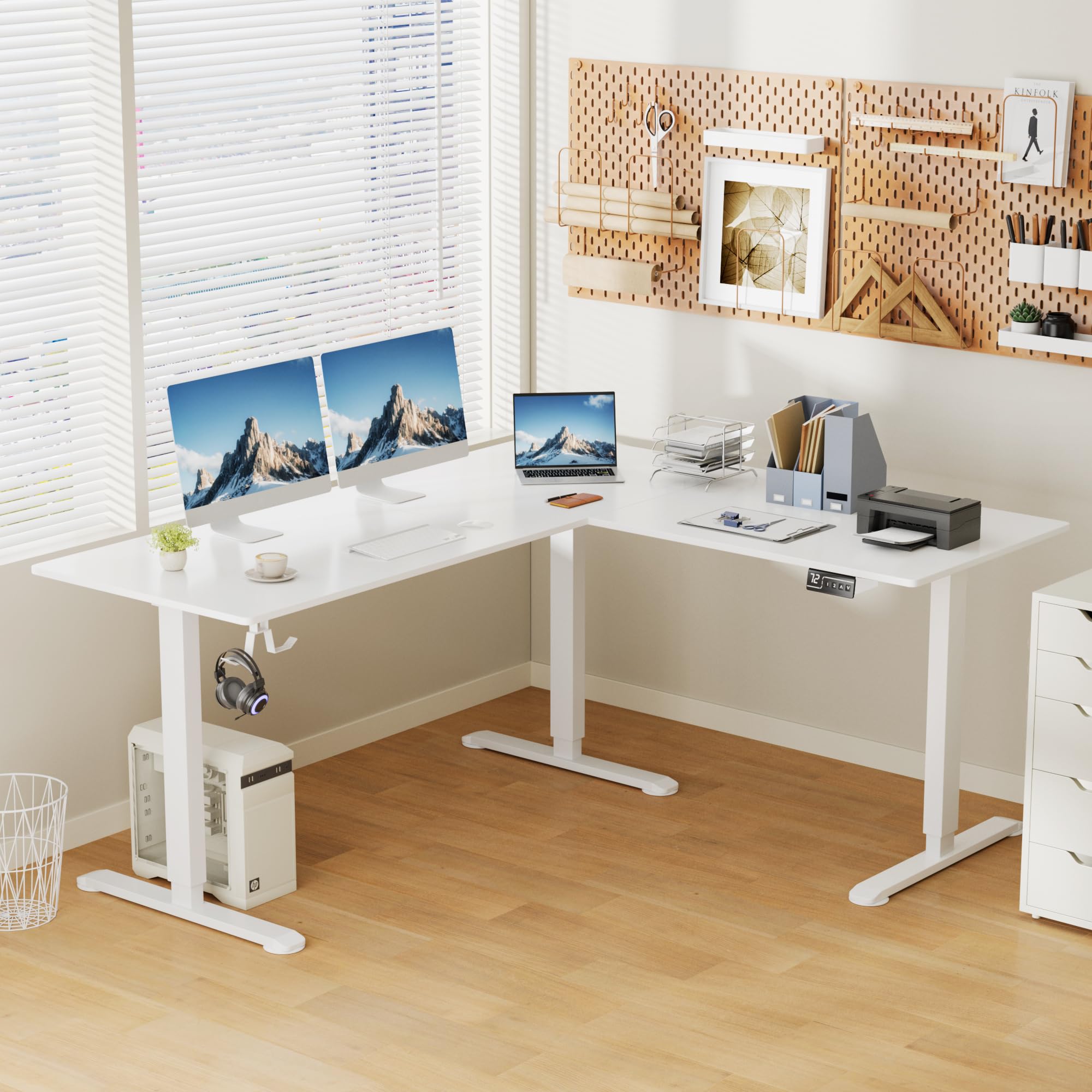 Snapklik.com : L-Shaped Corner Standing Desk, Electric Height ...