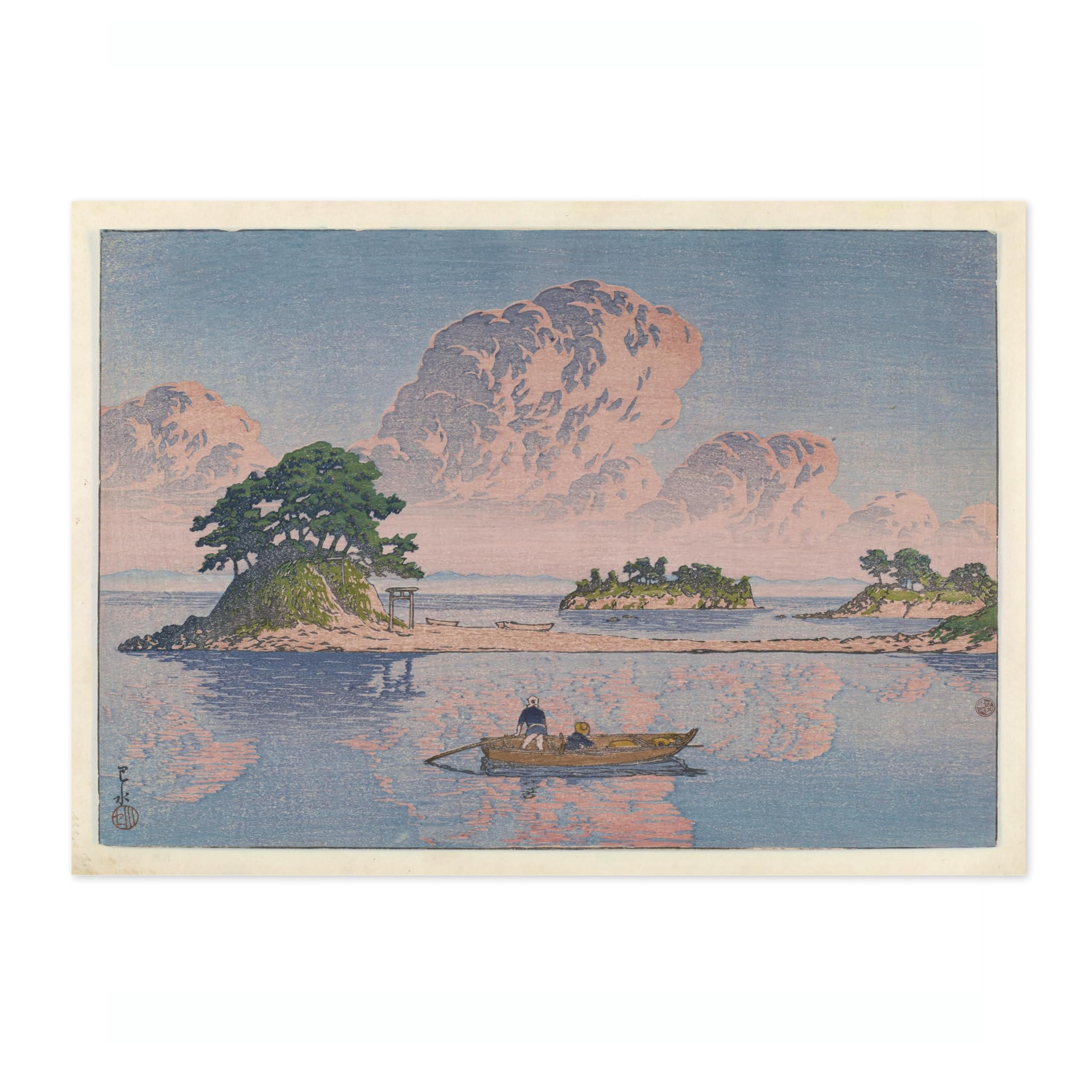 Kujukushima Island, Shimabara Kawase Hasui Poster, Japanese Woodblock Ukiyo-E Print, Vintage Art Picture Painting Wall Art Exhibition, Archival Matte, 50x70cm (Print Only) - 50x70cm