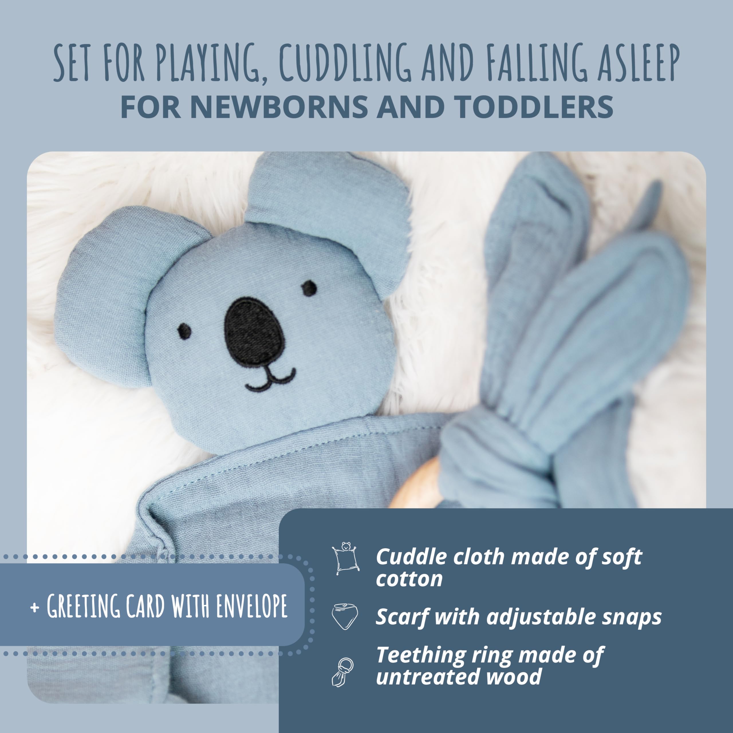 AMARI ยฎ Cuddle Cloth with teether and bib, Ideal Gifts for Birth for boy and Girl, Baby Gift Newborn - Image 2