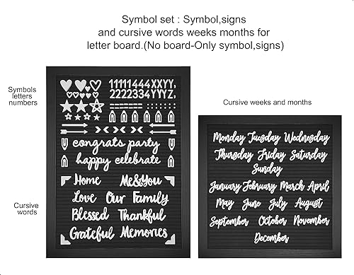 Miniatura 2 de G GAMIT Juego de letras de fieltro para tablero de letras, números de símbolo de signo de letras y cursiva solo semana y mes