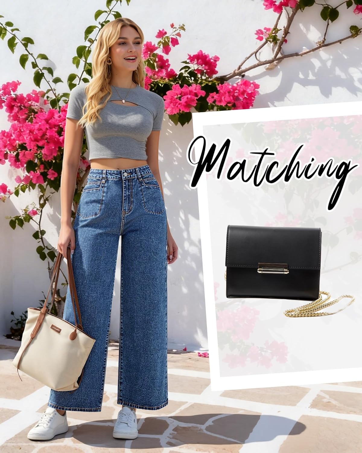 Women's Wide Leg Jeans High Waisted Stretchy Straight Leg Baggy Jeans Casual Loose Denim Pants with Pockets