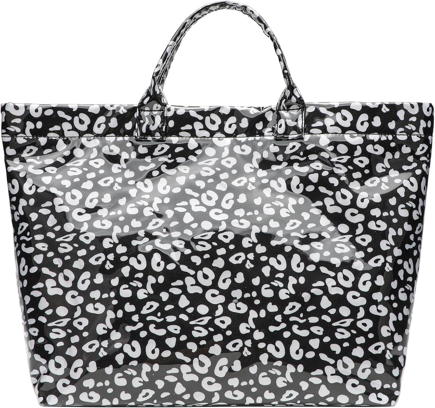 PVC Clear Tote Bag for Women, Large Plastic Tote Beach Bag, Kraft Paper Hobo Handbag Purse with Top Handle