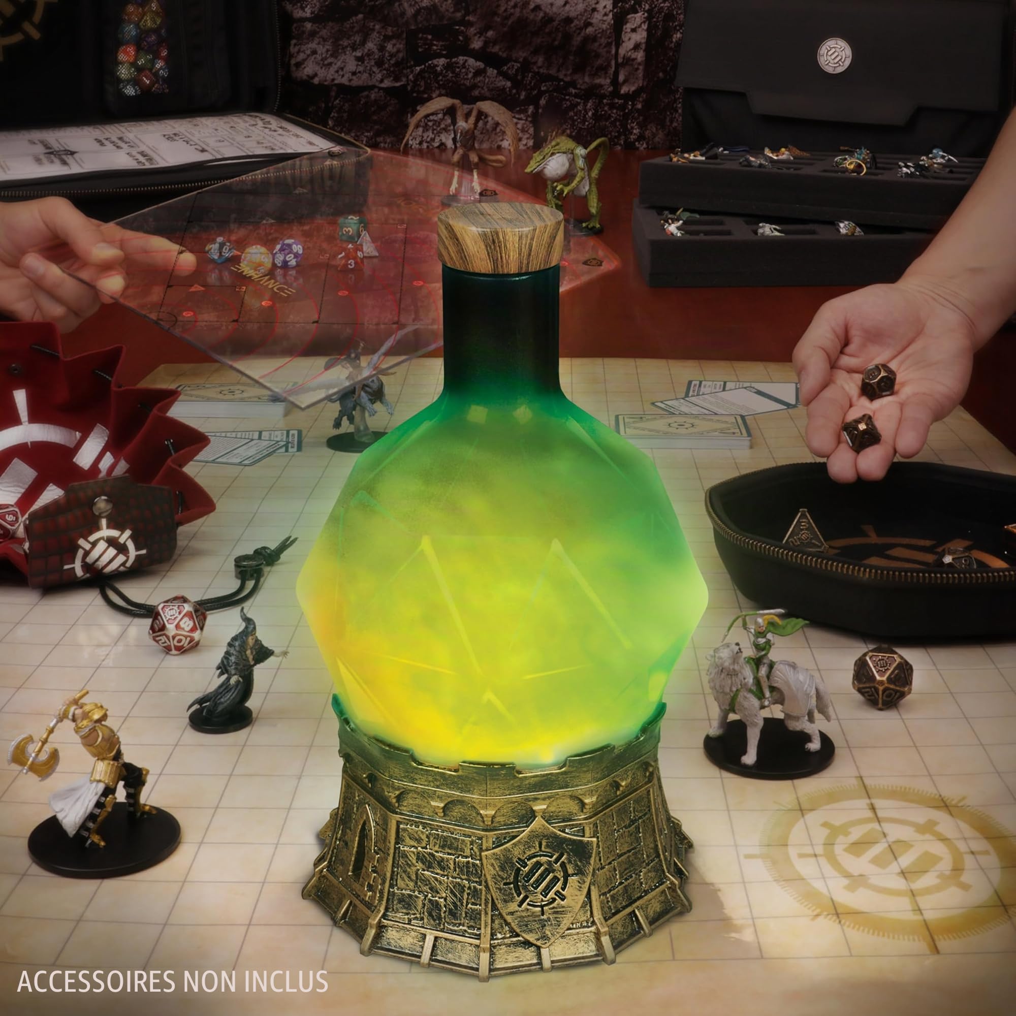 ENHANCE Lampe de potion de sorcier de jeu avec infusion mystique tourbillonnante - Lampe d'ambiance pour bouteille de potion, décoration de bureau - Potion tourbillonnante lumineuse (élixir vert)