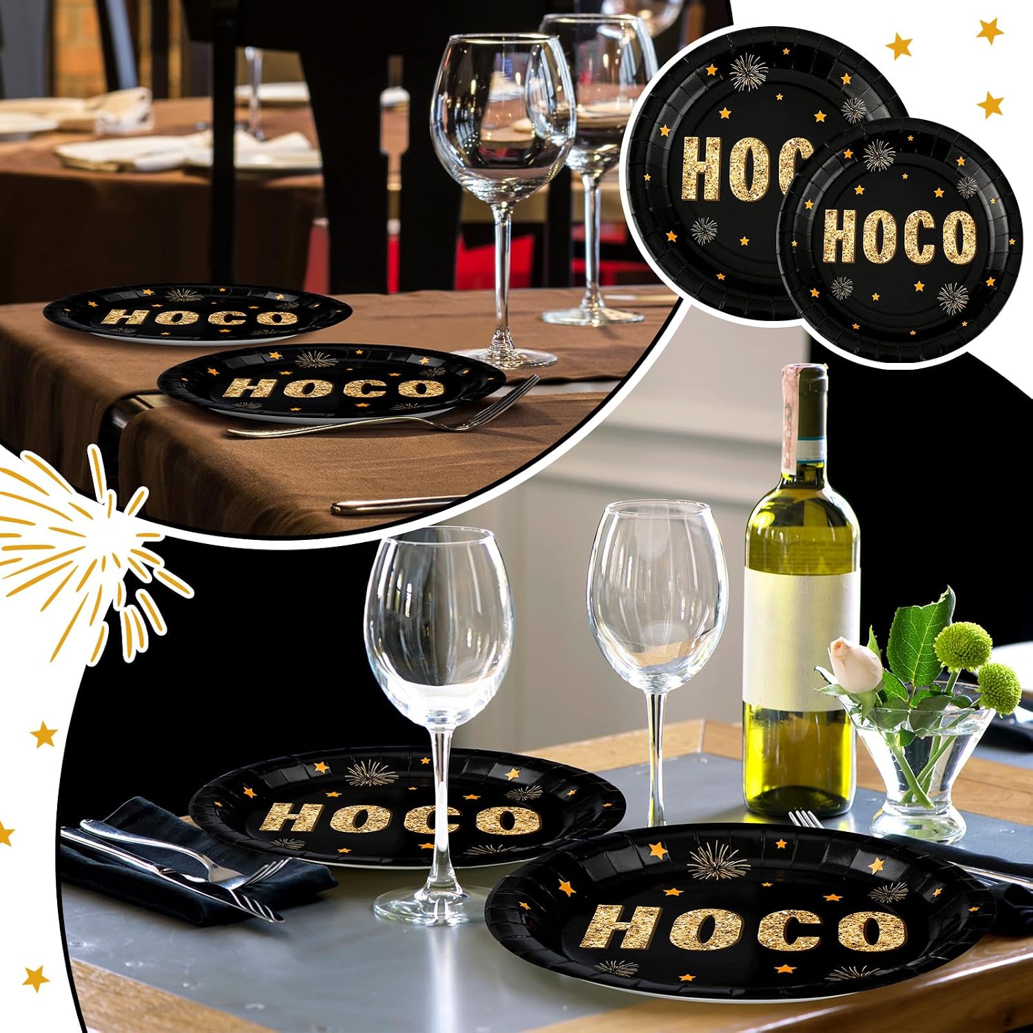 50 Pcs 9'' 7'' Hoco Paper Plates Disposable Homecoming Party Decorations image 5