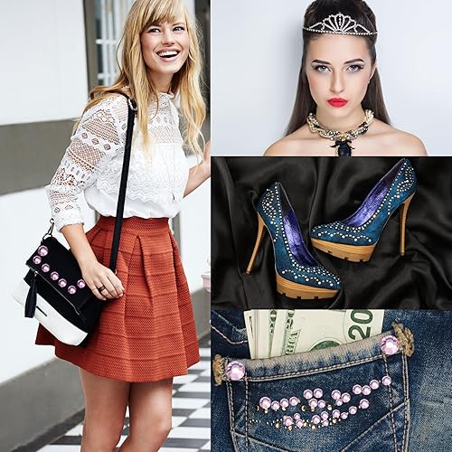 Miniatura 4 de Jollin Hot Fix - Diamantes de imitación de cristal con parte trasera plana, gemas de diamantes de imitación de 0.189 in (20 ss, 1440 unidades, rosa)