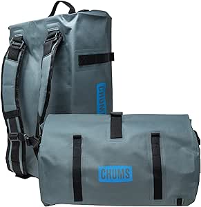 Chums Stormproof Rolltop Duffel Bag - Convertible Dry Bag Backpack &amp; Duffel for Hiking, Camping, Boating, Snowboarding &amp; More - Grey