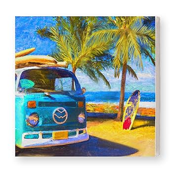 Amazon.co.jp: 海の絵 キャンバス アート パネル ビーチ 車 夏