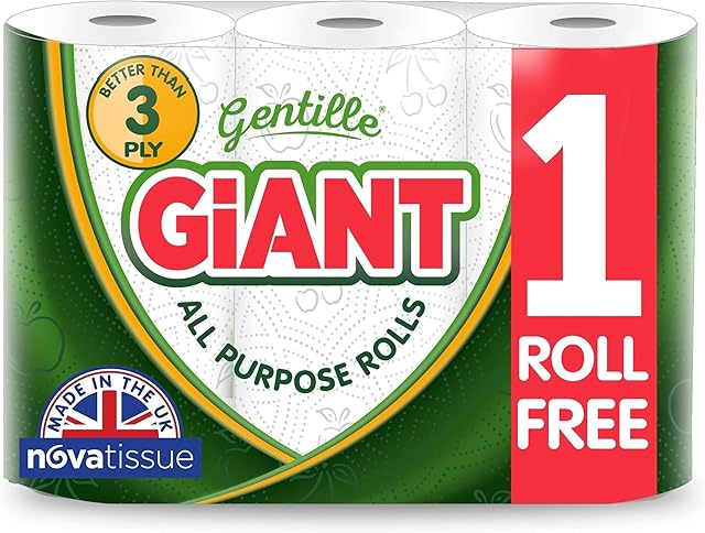 Gentille Giant Better Than 3 Ply Paper Towel | Extra Thick Kitchen Roll | Strong, Absorbent & Durable (18)