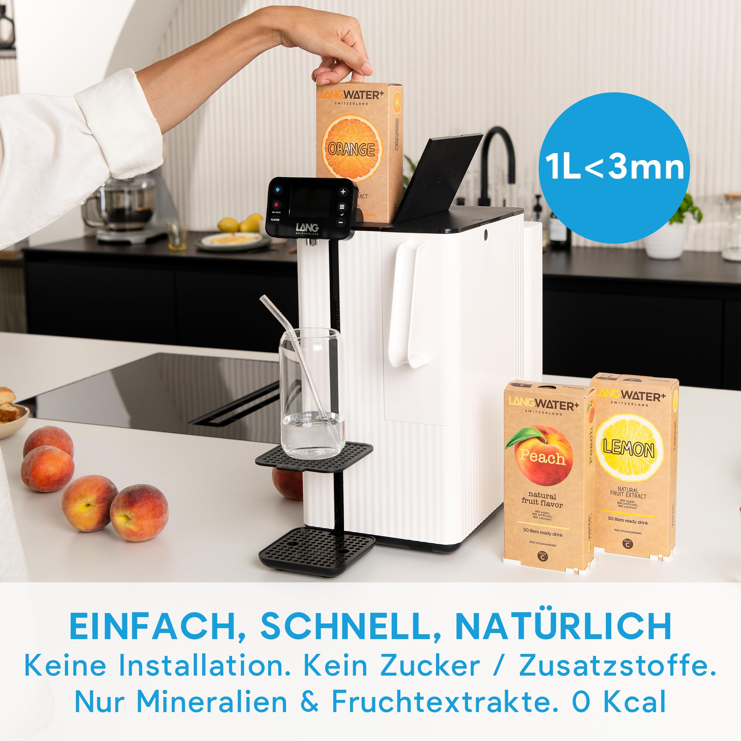LANGWATER TheWell 2 Umkehrosmoseanlage Auftisch mit Mineralisierung, Heißwasserspender, 4-stufigem Wasserfilter NSF58 RO UV