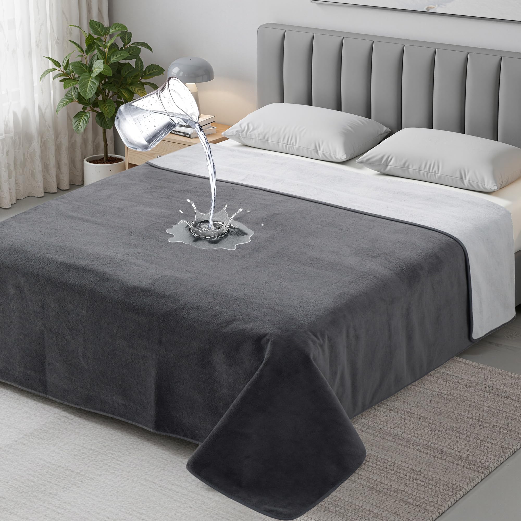 wasserdichte Decke 152x203cm - Kuschelige Liebesdecke für Sofa, Couch und Bett mit 3-Schicht Nassschutz, schützt vor Feuchtigkeit und Flecken, beidseitig nutzbar für Paare und Haustiere