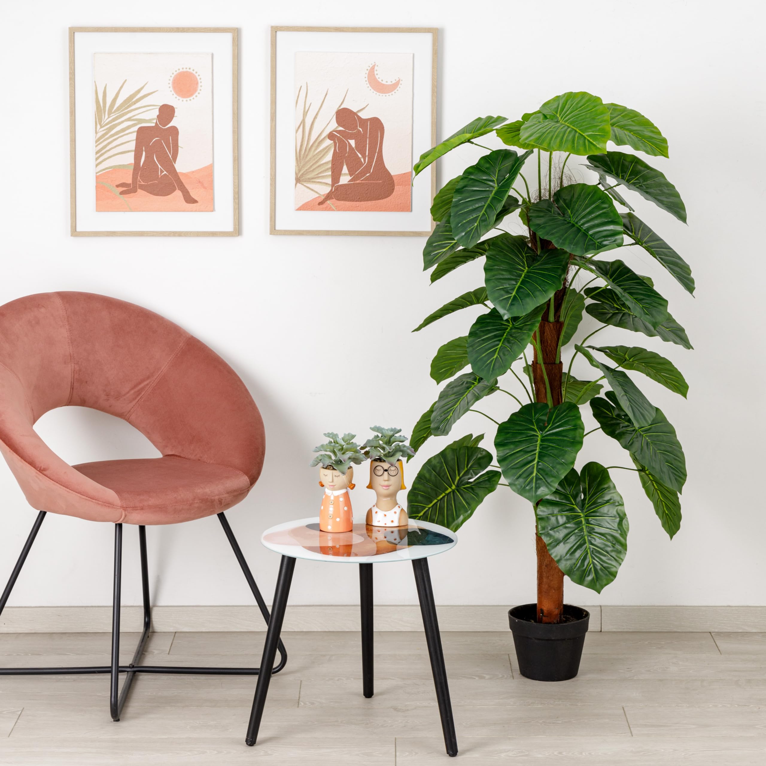 Baroni Home Planta Artificial de Interior y Exterior, Planta Decorativa de Alocasia de Imitación para Salón, Dormitorio, Cocina, 130 cm de Altura