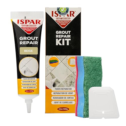 Kit de reparación de lechada para azulejos, relleno de lechada beige, tubo premezclado de 14 onzas, sellador de lechada de secado rápido para baño,