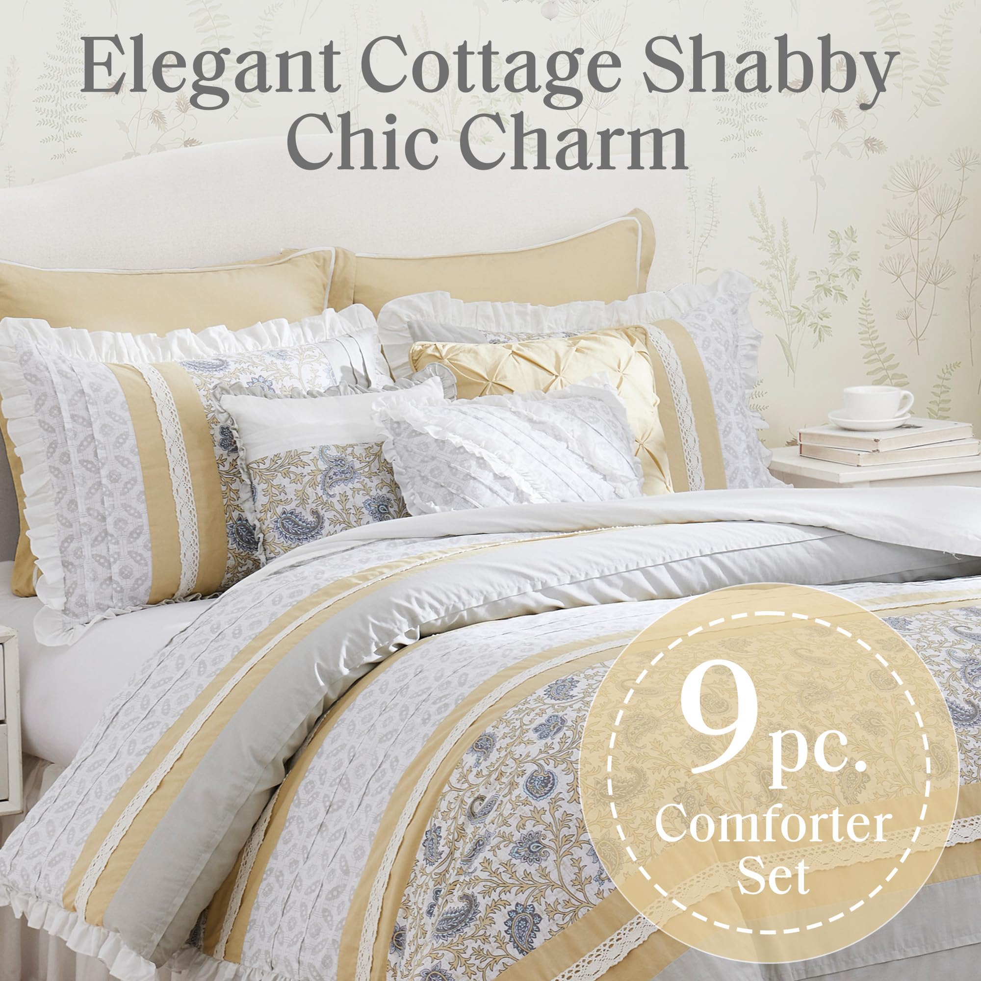 Amazon｜Madison Park Dawn 綿100% シャビーシック掛け布団セット