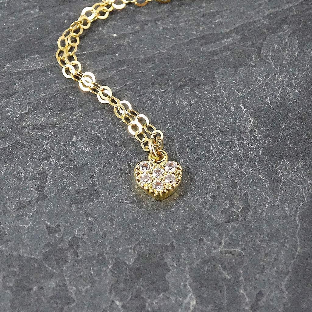 Designed By Stacey Handmade Gold-Filled Chain Jewelry, Sparkly Cubic Zirconia Tiny Heart Necklace, Gifts for Women, Birthday, Anniversary, Wedding, Prom, Homecoming, 16 to 18" Adjustable Chain - Image 3
