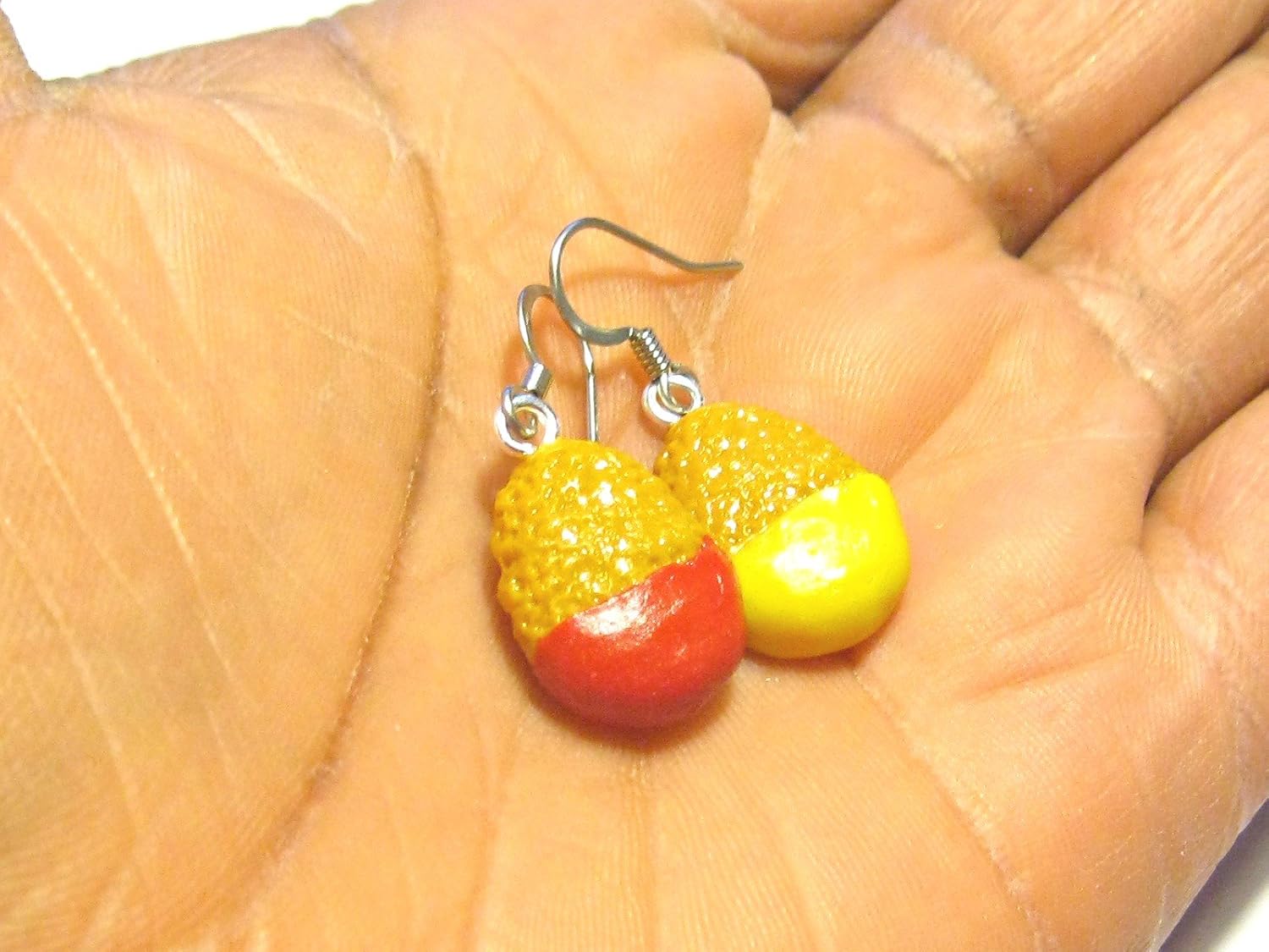 Chicken Nugget Dangle Earrings - Tiny Food Jewelry