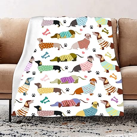 Adorable Pickle and Dot Wiener Dog Blanket: Perfect for Dog Lovers!