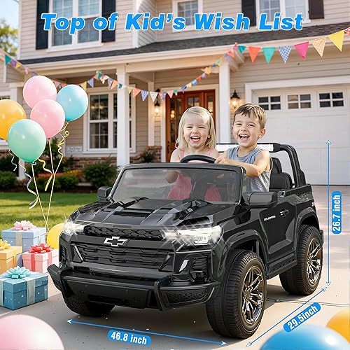 Miniatura 6 de Chevrolet Colorado, auto eléctrico de 24 V y 2 plazas, con control remoto, 4 motores de 200 W, 4WD/2WD, almacenamiento trasero, música, juguetes