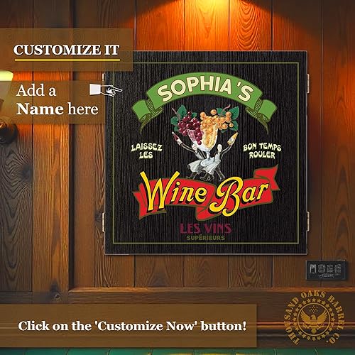 Vista 53 de THOUSAND OAKS BARREL CO. Juego de diana y gabinete personalizado con 6 dardos de punta de acero