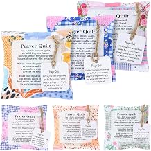 Prayer Quilt with Cross Inside - 6 Pcs Pocket Prayer Quilt Squares, Coloful Flower Mini Prayer Cloth, Gift for Christians, Christmas Appreciation Gifts for Religious Pastor Church