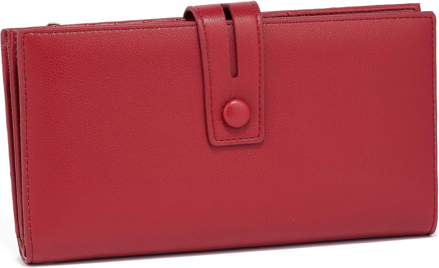 WOZEAH Womens Wallet Large Capacity RFID Blocking Eco-Friendly Artificial Leather Wallets Credit Cards Organizer Checkbook Wallet (1- Pebbled red)